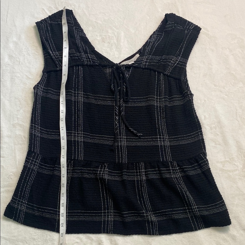 LOFT Black Sleeveless Tie Front Peplum Blouse